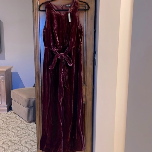 Madewell Pants - Madewell Burgundy Velvet Wideleg Jumpsuit NWT size 6